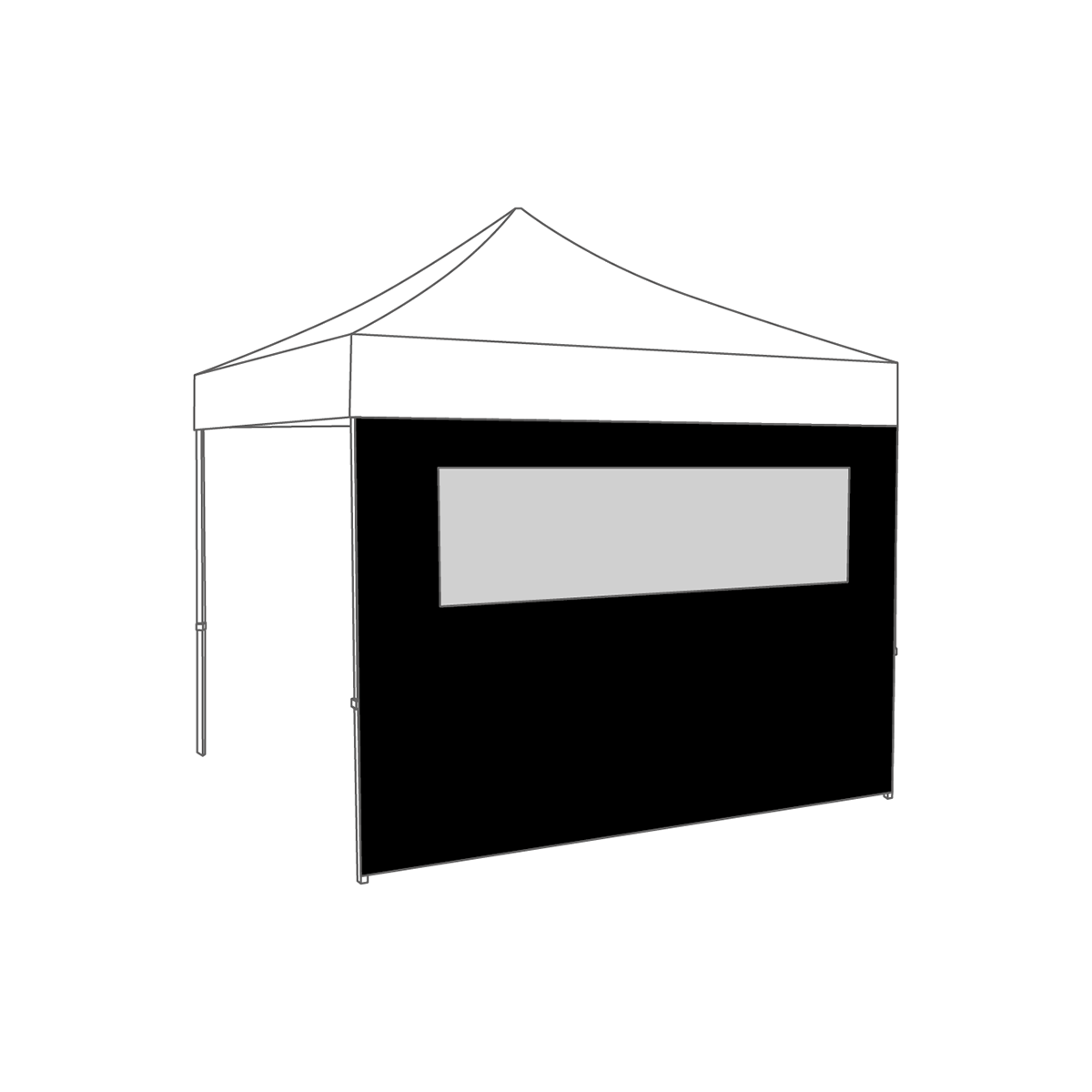QUICK STAR 2 zijpanelen met PE raam 300x197cm voor Rank paviljoen 3x3m zijwand antraciet RAL 7012