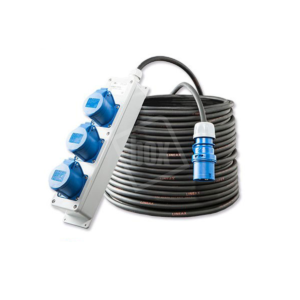 Stekkerdoos - shuko - 3 x 16A CEE - 3m