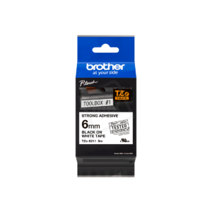 Label tape - 6mm - zwart op wit - Brother